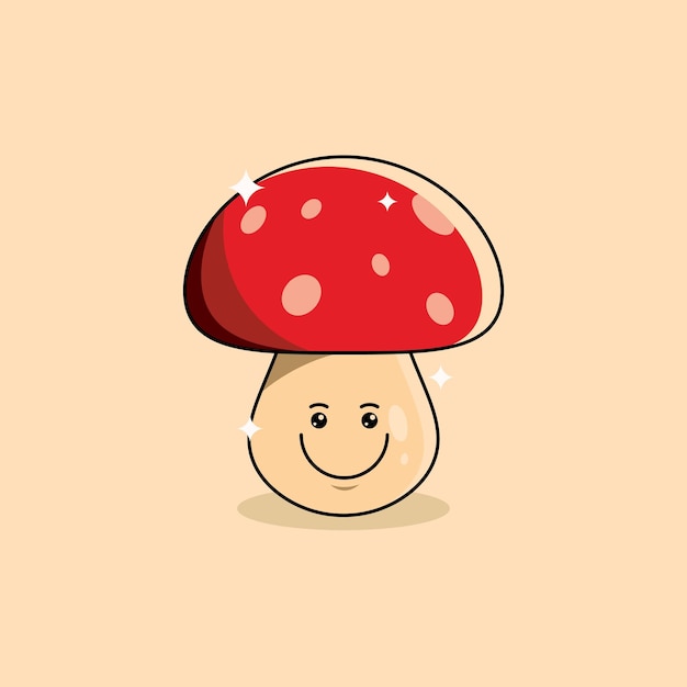 Cute Mushroom Vector ilustración de personaje de dibujos animados estilo de diseño plano simple
