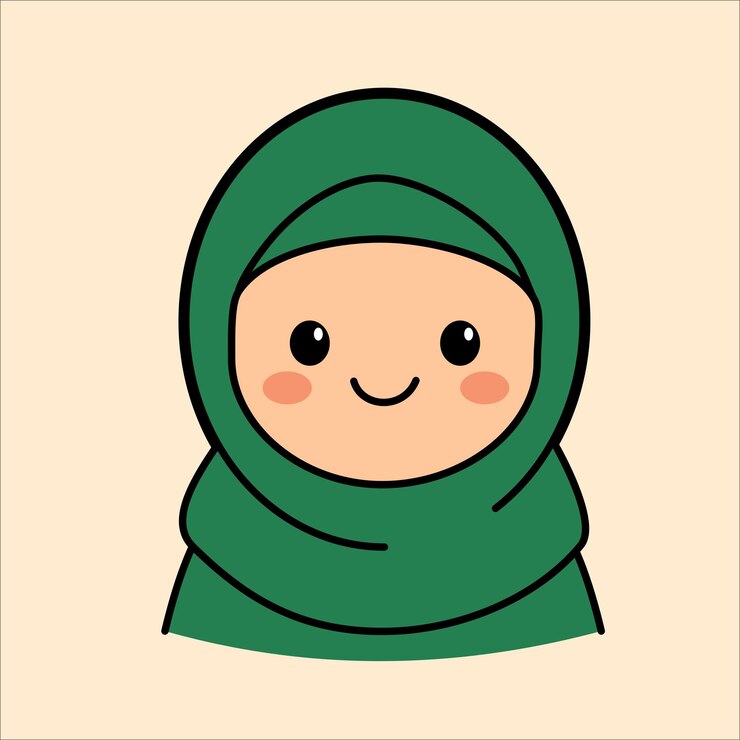 Cute Muslim Girl with Green Hijab