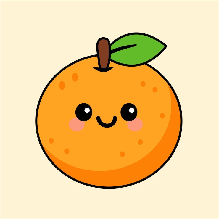 Cute Orange Fruit Cartoon Illustration