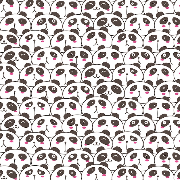 Cute Panda Pattern Background.