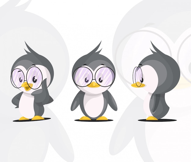 Cute penguin character set