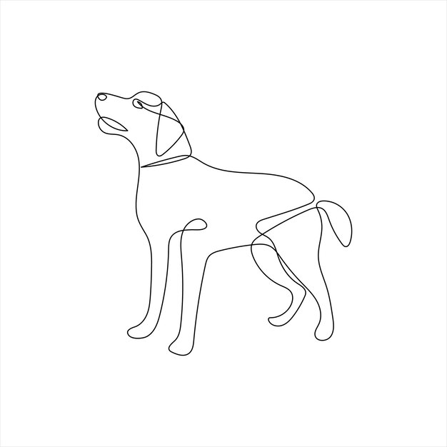 Cute perro mascota animal continuo una línea de arte contorno silueta simple dibujo ilustración vectorial