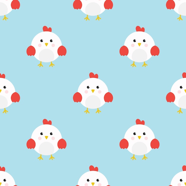 Cute personaje de dibujos animados de pollo Seamless pattern