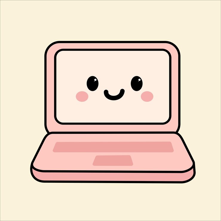 Cute Pink Laptop Cartoon