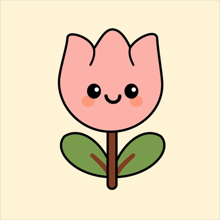 Cute Pink Tulip with Smiling Face
