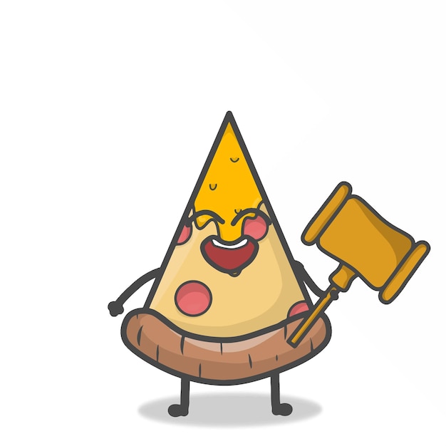 Cute Pizza Character Mascot Flat Cartoon Emoticon Vector Diseño Ilustración