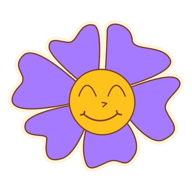 Cute Pop Retro Groovy Flower Sticker Clipart (Clipart de la flor de las flores)