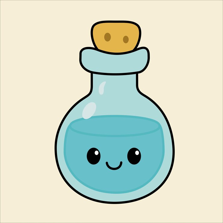 Cute Potion Bottle Cartoon Illustration