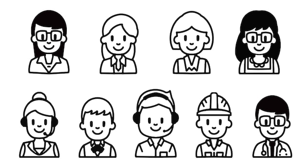 Cute Professions Vector Flat Icons Paquete gratuito