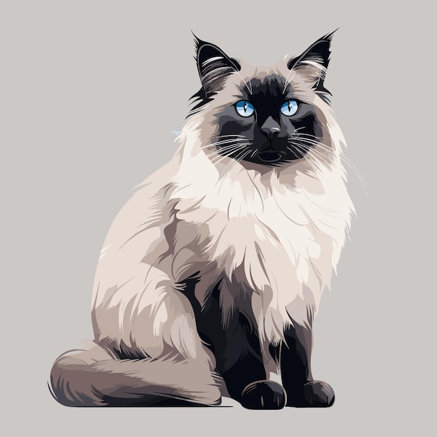 Cute ragdoll cat cartoon arte vectorial diseño de ilustraciones