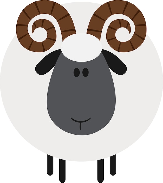 Cute Ram SheepModern Flat Design Vector Ilustración aislado en blanco