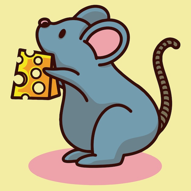 Cute Rat and Cheese Vector Illustration