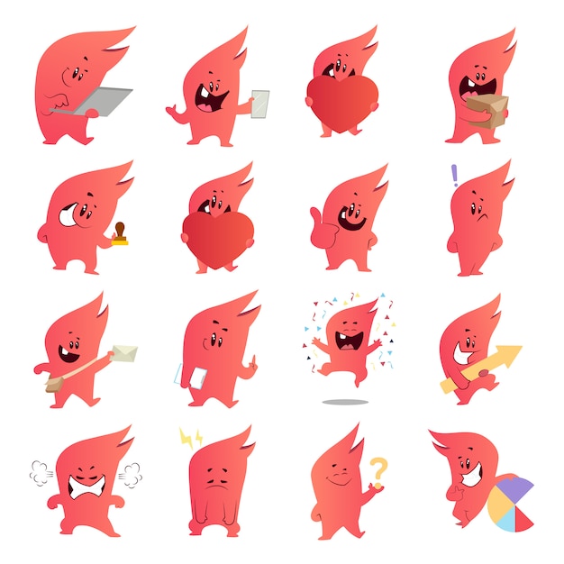 Cute Red Monster Pack diseño vectorial