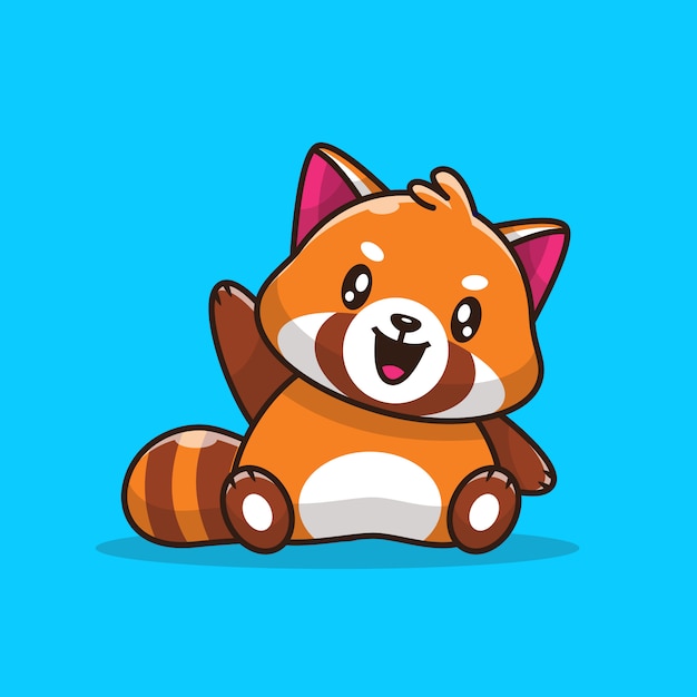 Cute red panda icon illustration. estilo plano de dibujos animados