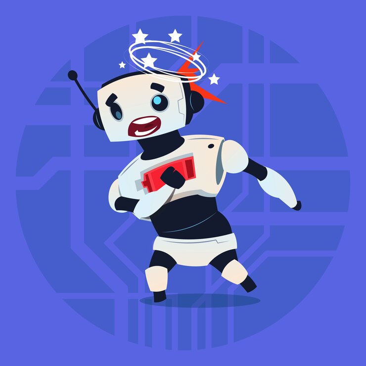 Vector cute robot dizzy