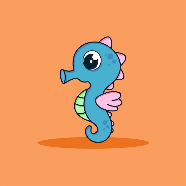 Cute Seahorses vector icono ilustración plana dibujos animados estilo animal naturaleza icono concepto