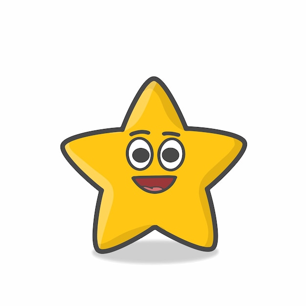 Cute Star Character Mascot Flat Cartoon Emoticon Vector Diseño Ilustración