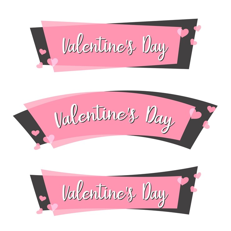 Vector cute sticker banner happy valentine's day