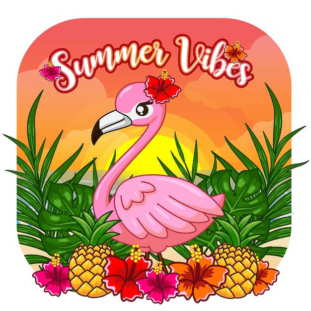 Cute summer vibes flamingo