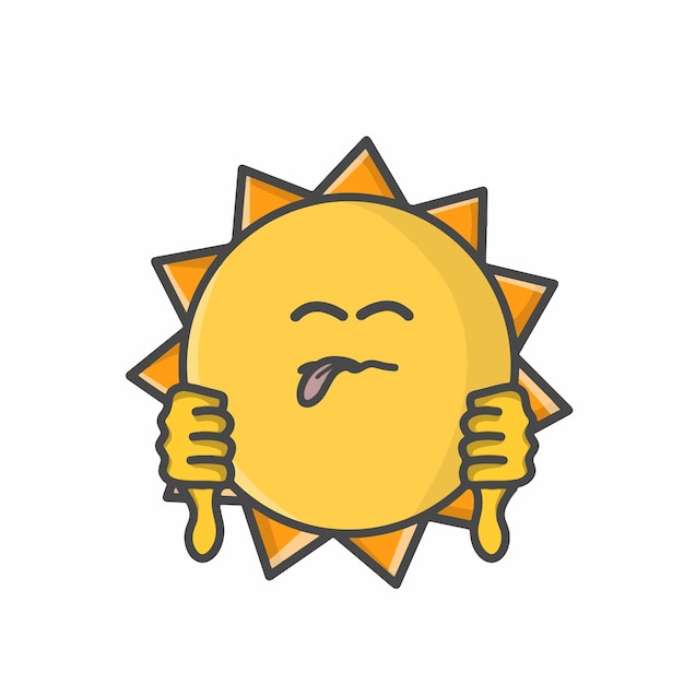 Cute sun character flat cartoon emoticon vector plantilla diseño ilustración