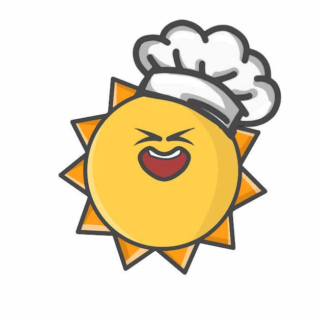 Cute sun character flat cartoon emoticon vector plantilla diseño ilustración