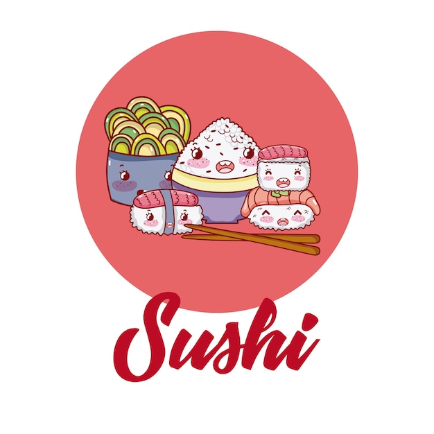 Cute sushi kawaii cartoon