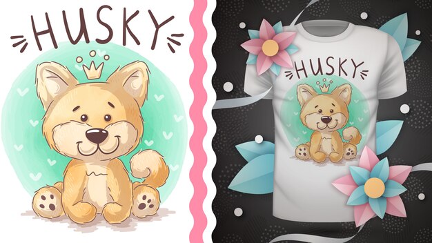 Cute teddy husky - idea para camiseta estampada