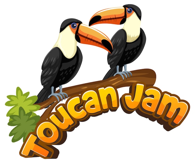 Cute Toucan Jam Juego de palabras divertido con ilustración de dibujos animados