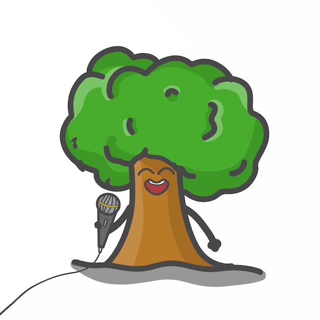 Cute Tree Character Mascot Flat Cartoon Emoticon Vector Design Illustration