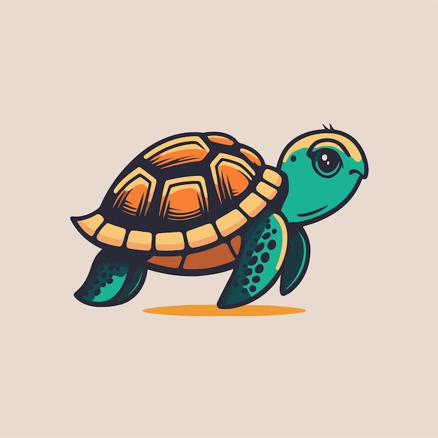 Cute Turtle logo mascota icono mar animal personaje ilustración en vector
