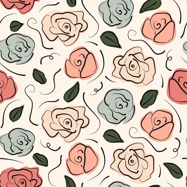 Cute vintage perfecta ilustración de fondo de patrón vectorial con flores color de rosa