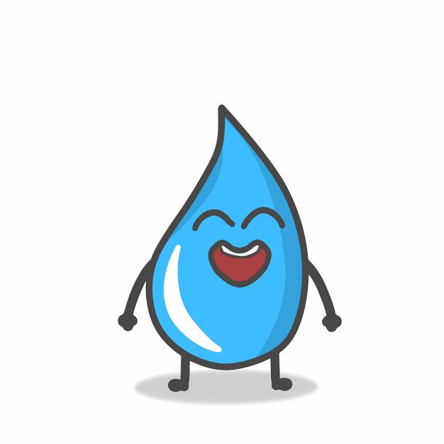 Cute Water Character Flat Cartoon Emoticon Vector Plantilla Diseño Ilustración