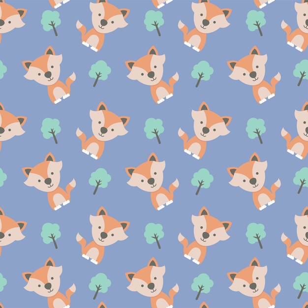 Cute Wild Fox seamless pattern