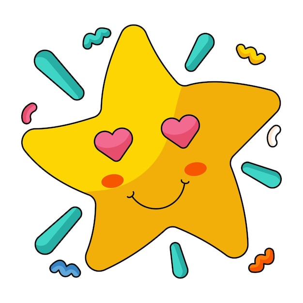 Cute Yellow Star with Heart Eyes