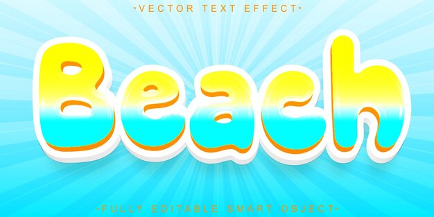 Cutio colorido vector de playa totalmente editable objeto inteligente efecto de texto