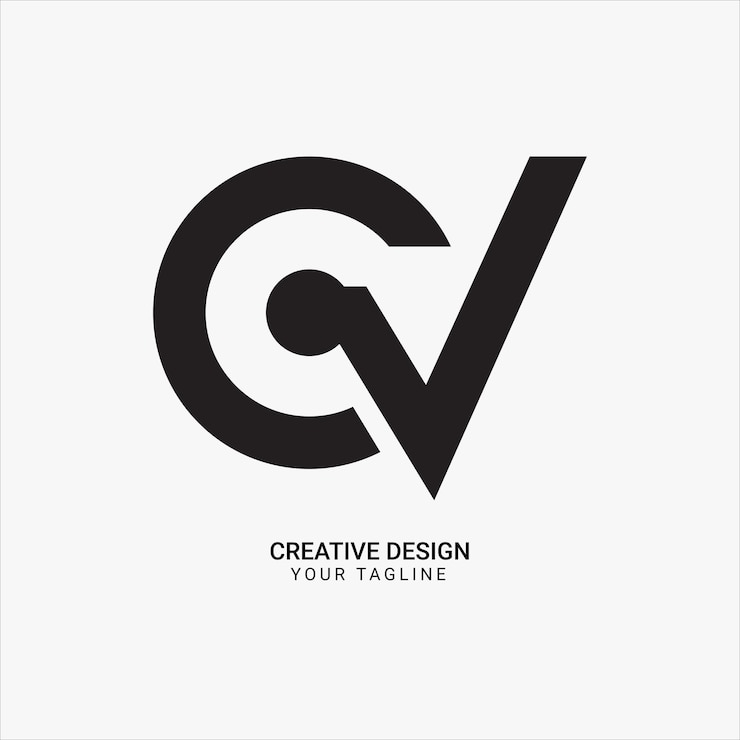 Vector cv creativo o vc o cgv o vcg o gv o vg monograma inicial diseño de logotipo plano y elegante