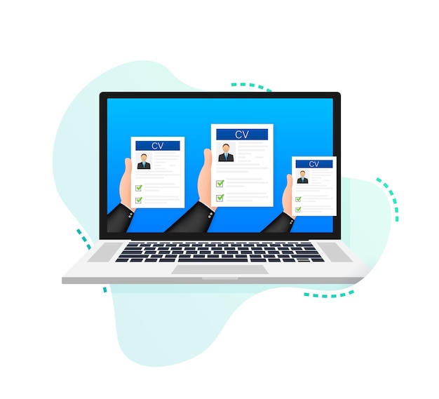CV currículum Concepto de entrevista de trabajo Escribir un currículum Portátil con currículum personal