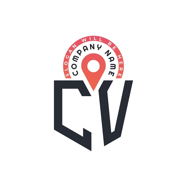 CV diseño de logotipo de ubicación para reclutamiento de recursos humanos y navegación carta CV logotipo con icono de ubicación para negocios y tecnología