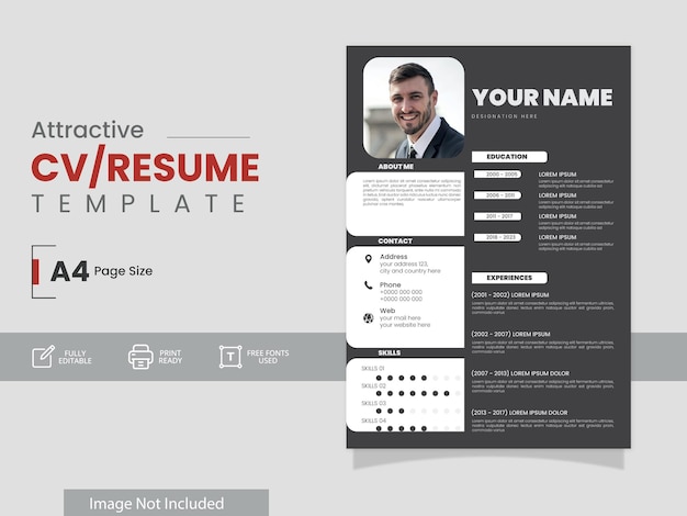Cv o plantilla de currículum con impresión lista