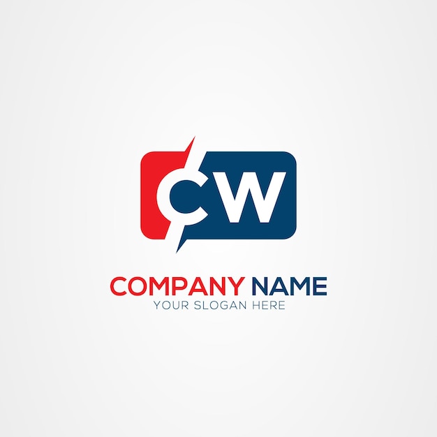 CW o WC Creative Modern Letters Elemento de diseño del logotipo