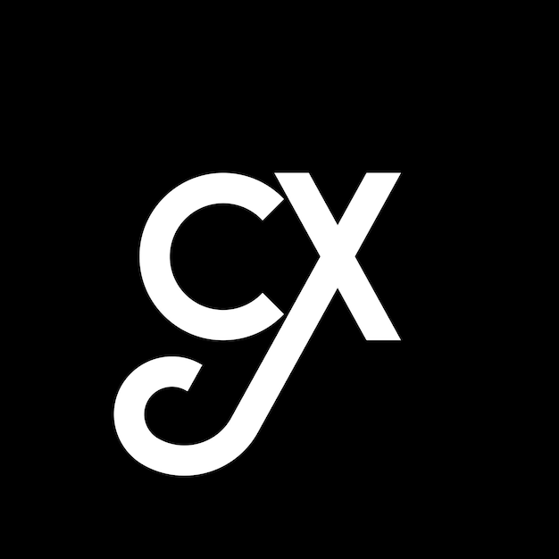 Vector cx diseño de letra de logotipo en fondo negro cx iniciales creativas concepto de logotipo de letra cx diseño de letra cx diseño en letra blanca en fondo negro logotipo c x c x