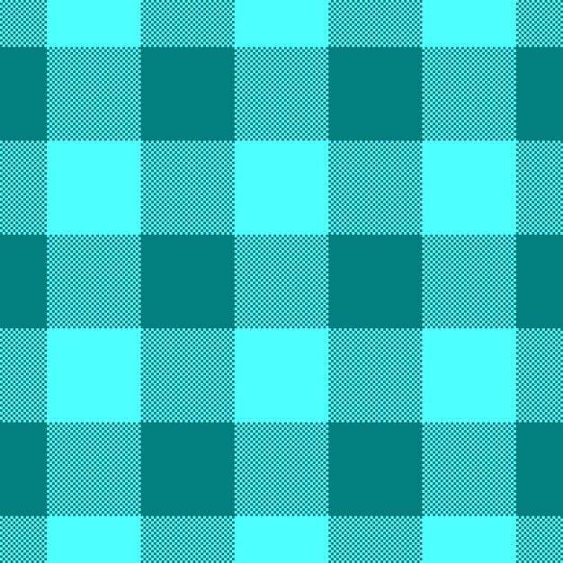 Vector cyan color tartan comprobar plaid patrón sin costura pixel plaid a cuadros plaid textura de fondo