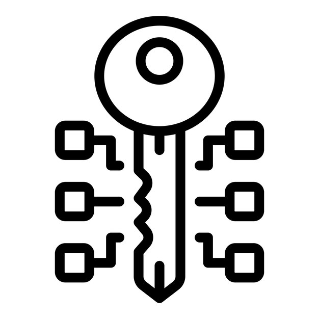 Cyber clave icono contorno vector crimen hacker datos de Internet