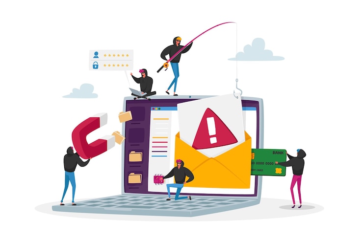 Vector cyber crime, password phishing concept. ataque de piratas informáticos, piratas informáticos búlgaros roban datos personales