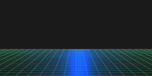 Cyber grid retro punk perspectiva túnel rectangular Geometría de túnel de rejilla sobre fondo negro Ilustración vectorial