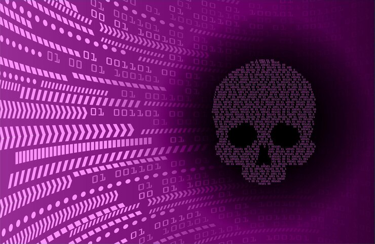 Vector cyber hacker ataque fondo cráneo vector