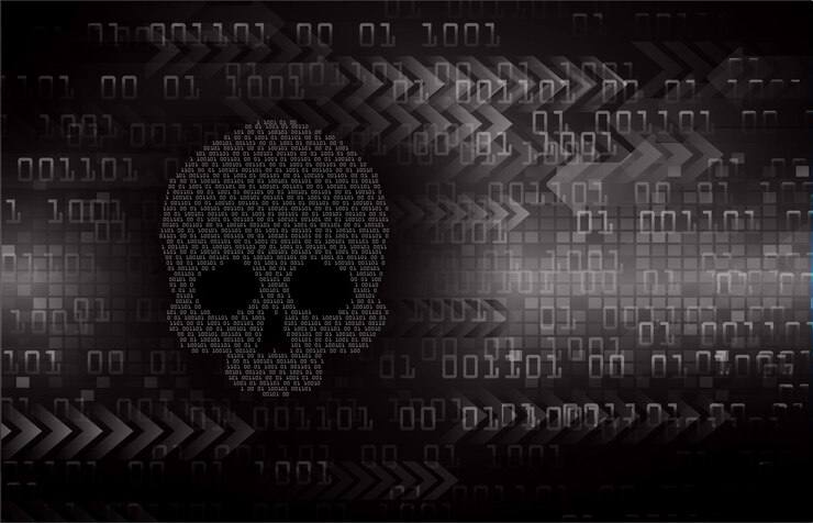 Vector cyber hacker ataque fondo cráneo vector