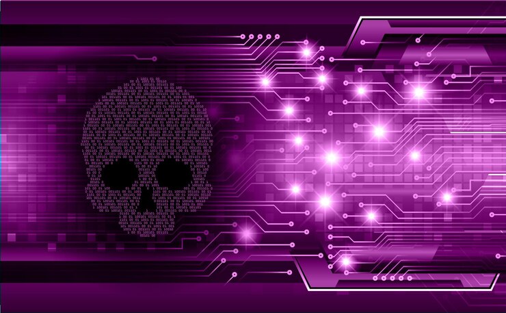 Vector cyber hacker ataque fondo cráneo vector