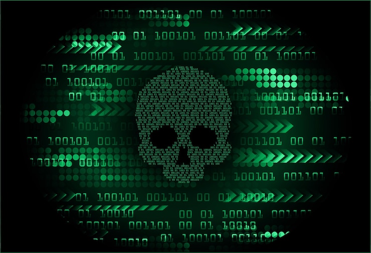 Vector cyber hacker ataque fondo cráneo vector