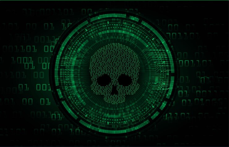 Vector cyber hacker ataque fondo cráneo vector